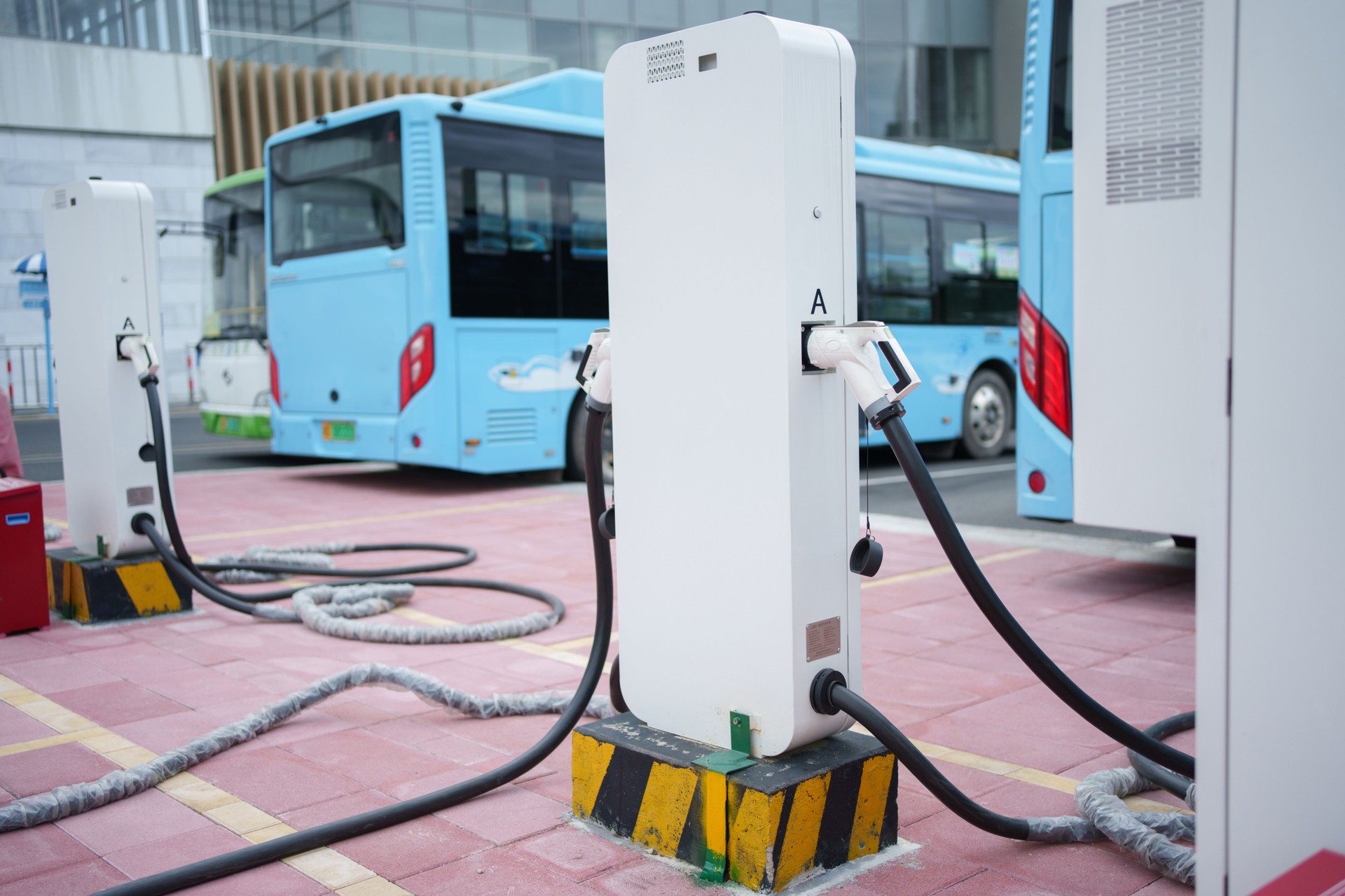 City electric bus charging station